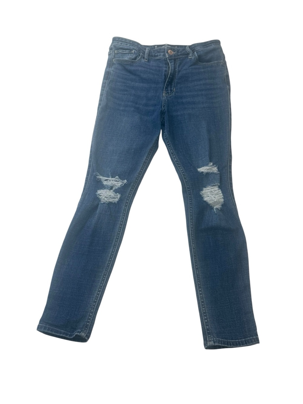 Hollister Dark Blue Ultra High Rise Crop Ripped Skinny Jeans Size 27 / 5 Stretch